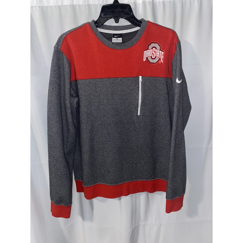 Ohio State University Buckeyes Nike Sweater Sweatshirt with Zipper Pocket Large‎